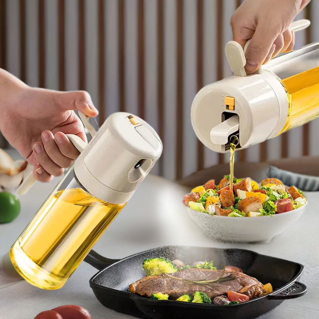 2 In 1 Oil Sprayer Bottle BBQ Cooking Oil Dispenser Olive Oil Pourers Sprayer Kitchen Baking Oil Mister Vinegar Bottle