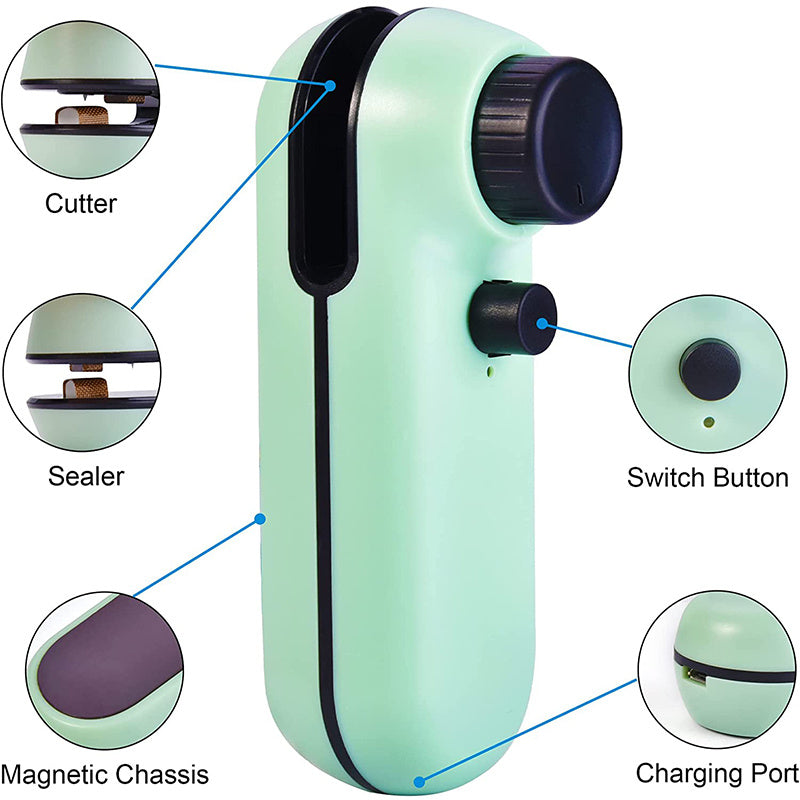 Cup Coffee Cup High Value Electric Bag Sealer, 2 In 1 Mini Bag Sealer Heat Seal Rechargeable And Cutter, Mini Chip Bag Sealer Heat Seal With Soft Magnetic Portable Heat Sealer With Cable USB Rechargeable Food Bag Sealing Machine CJCF1759178-Green 110 R$ "Lar & Estilo'' "Lar & Estilo''